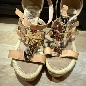 bebe Tan and Gold Women's Sandals